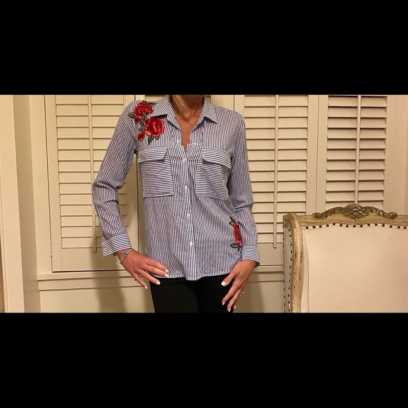 Rails striped/floral button down top - Picture 3 of 9